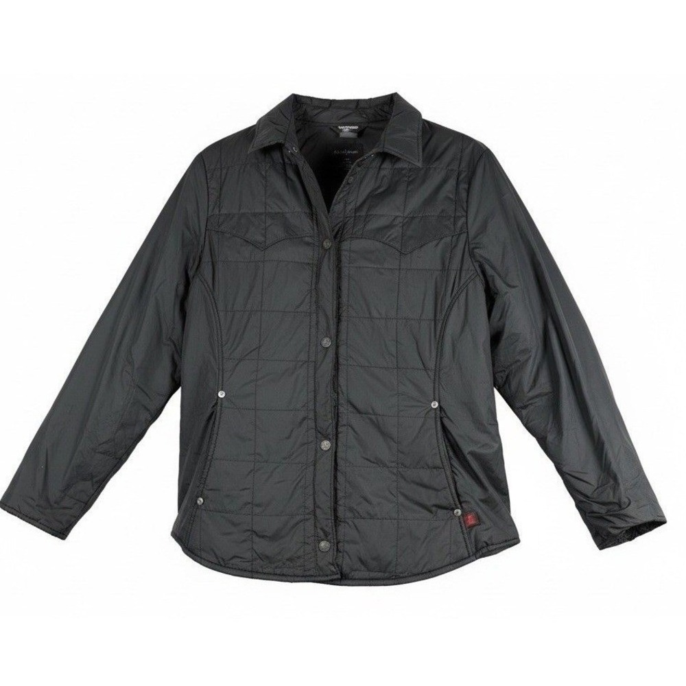 Woolrich Women's L Black Quilted Insulated Snap Front Shirt Jacket 2305